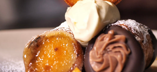 Cannoli: 2 ways. Chocolate Ricotta and Crème Brûlée
