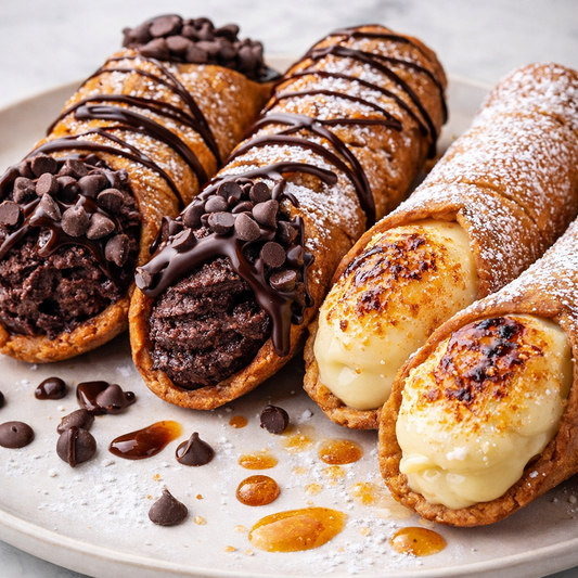 Cannoli: 2 ways. Chocolate Ricotta and Crème Brûlée